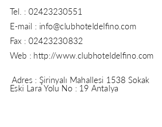 Club Hotel Delfino iletiim bilgileri
